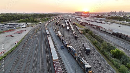 Aerial View of a Large Train Yard