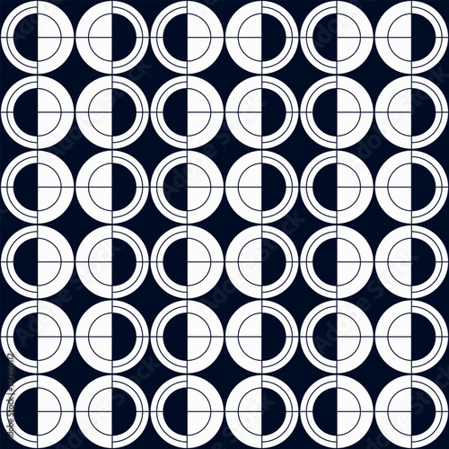 A Trendy Black and White Rounded Pattern Design.