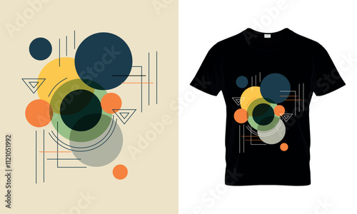 Abstract Geometric Shapes Modern Vintage Retro T-Shirt Design