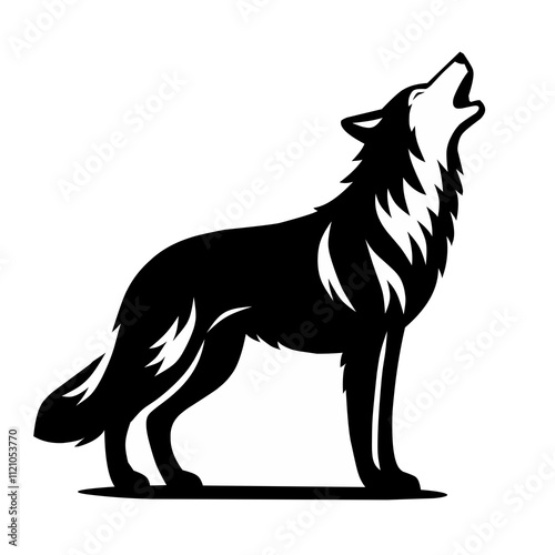 A streamlined silhouette of a howling wolf, showcasing its sleek body and natural contours against a single-color background.