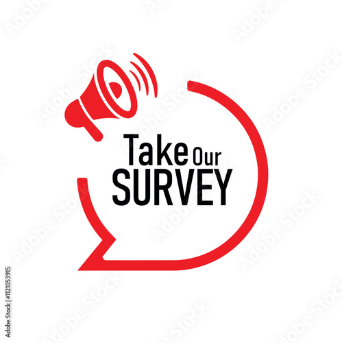 take our survey sign on white background