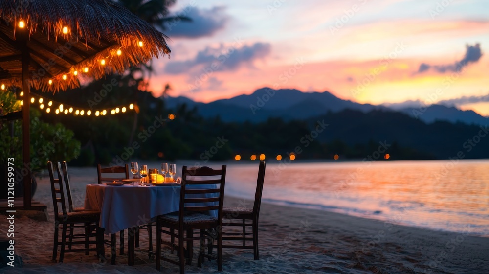 Romantic Beach Dinner under the Stars with Fairy Lights and Ocean Waves Sounds Romantic Beach Dinner under the Stars with Fairy Lights and Ocean Waves Sounds