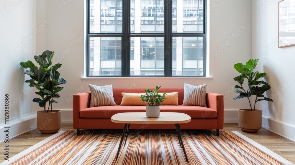 Fototapeta premium Empowering Sanctuary for Goal-Setting: Cozy Seating and Uplifting Posters