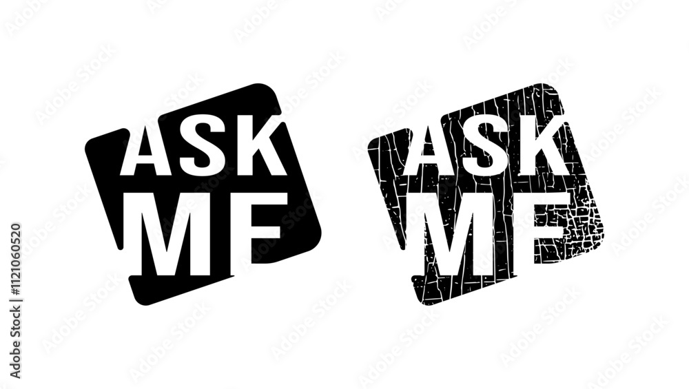 Obraz premium ask me emblem, black isolated silhouette