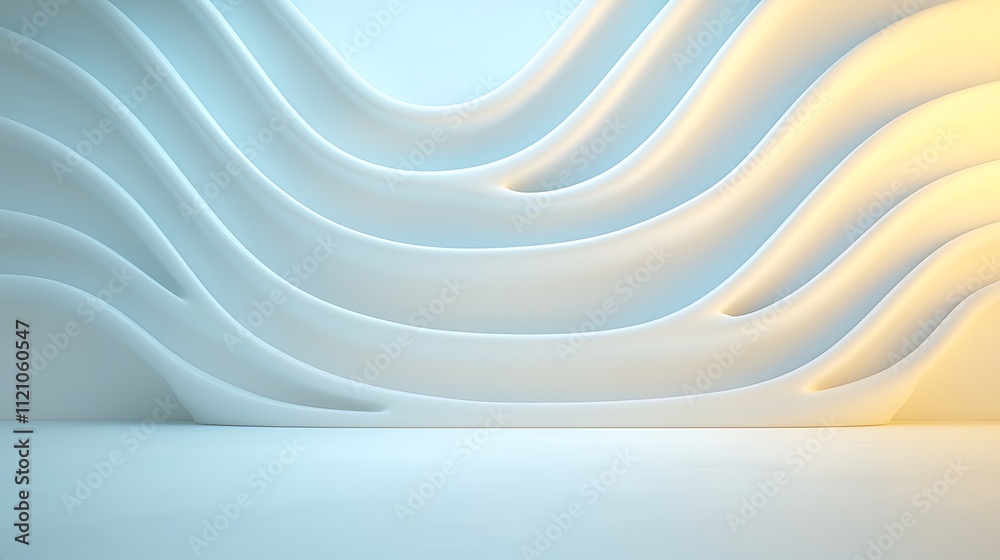 Obraz premium Modern abstract wave design for digital space in interior visual concepts