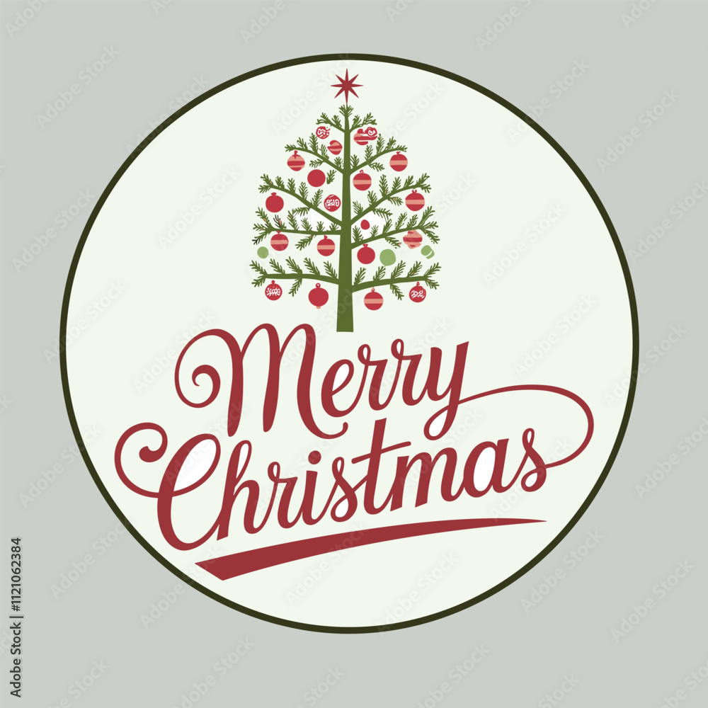 Obraz premium merry christmas sticker, wallpaper, t-shirt, banner, template vector