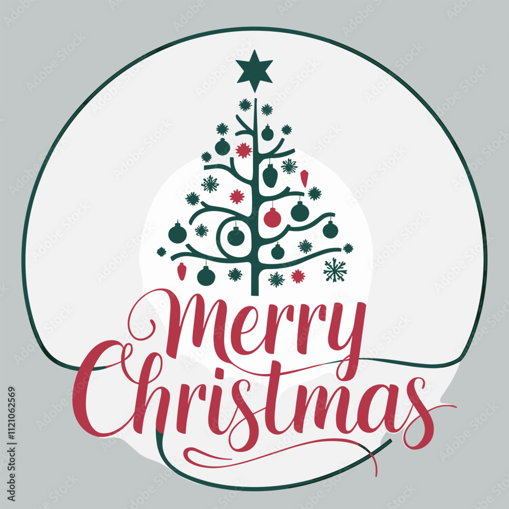 Fototapeta premium merry christmas sticker, wallpaper, t-shirt, banner, template vector