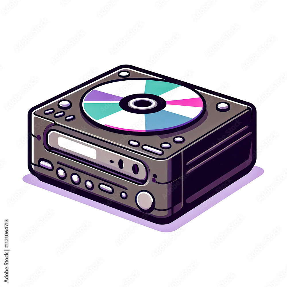 Fototapeta premium Isolated vector illustration of a CD player on a white background.