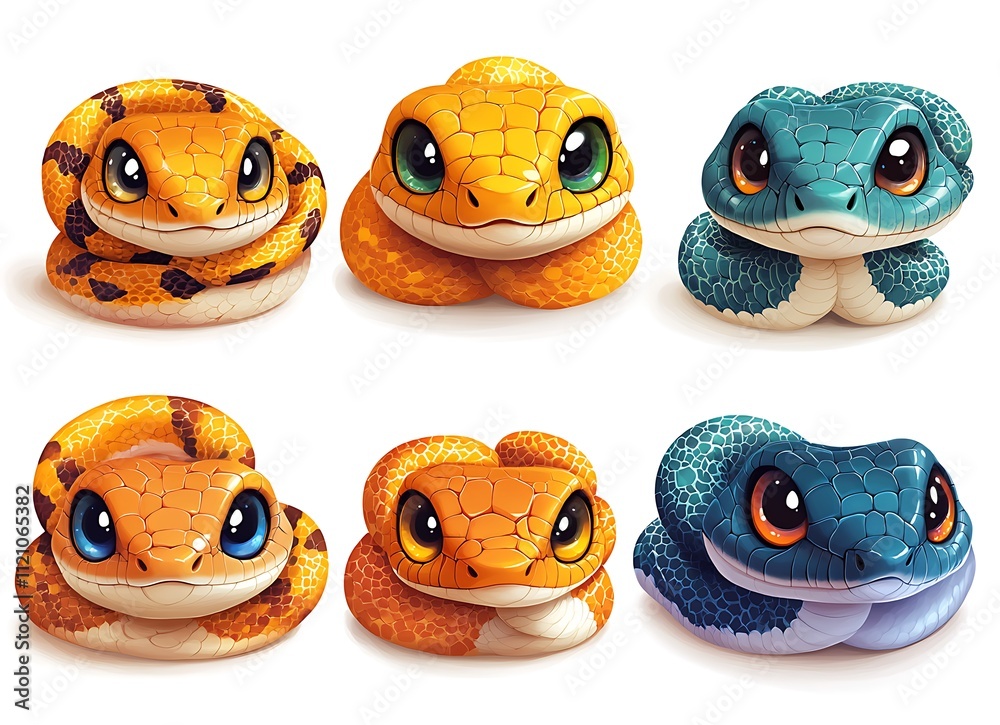 Fototapeta premium A Group of Colorful Snakes.