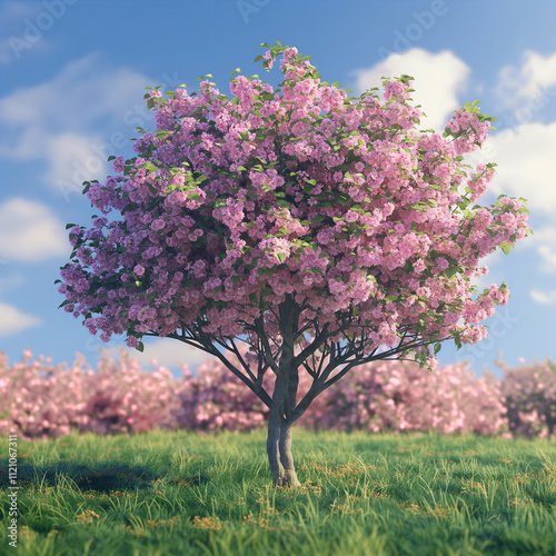 Charry pink flowers blooming spring season, nature, garden  photo