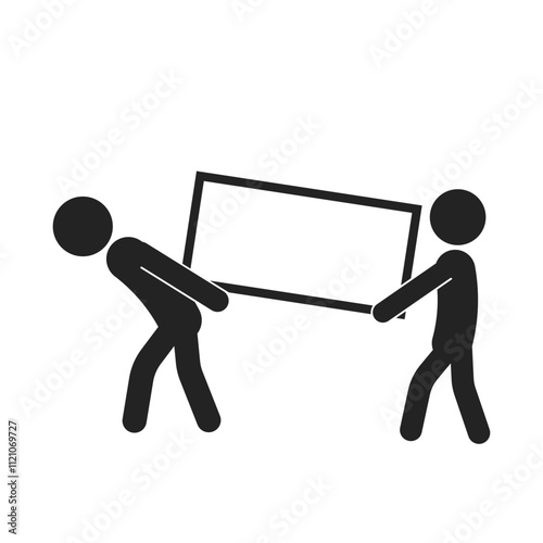 Isolated pictogram instruction big box handling, do not tilt lift and horizontal