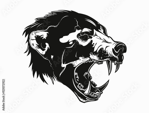 Bear Skull Playing silhouette vector illustration