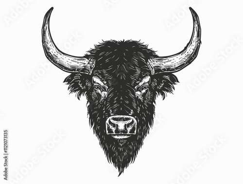 Bison Skull silhouette vector illustration