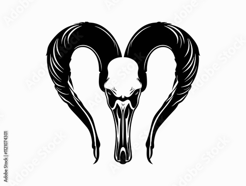 Swan Skull silhouette vector illustration