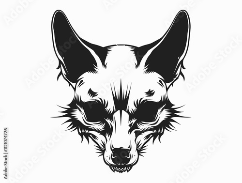 Arctic fox Skull silhouette vector illustration