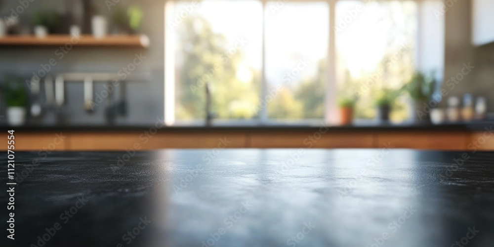 Fototapeta premium Sleek Modern Kitchen with Wooden Countertops