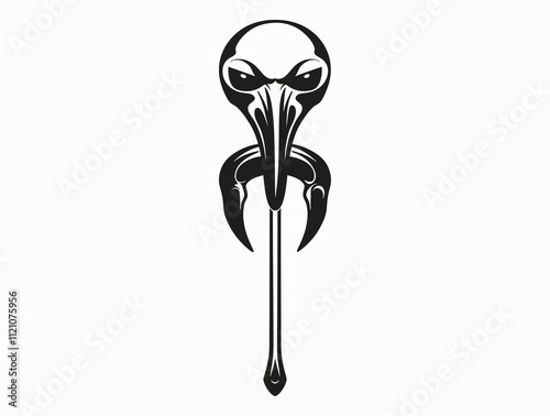 Flamingo Skull silhouette vector illustration