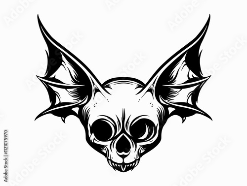 Flying squirrel Skull silhouette vector illustration