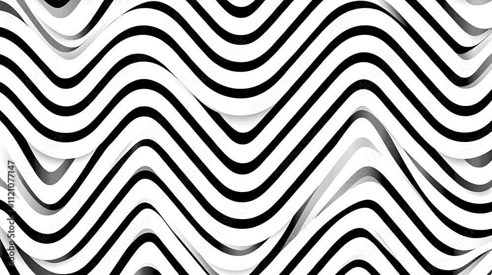 Abstract design of dynamic black and white waves modern digital art with visual rhythm Abstract design of dynamic black and white waves modern digital art with visual rhythm