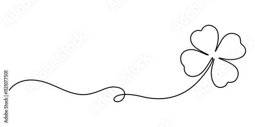 Three leaves clover in one continuous line drawing vector illustration. Pro vector, Continuous linear drawing of clover leaves. One line drawing background. Vector illustration. Linear drawing image. 