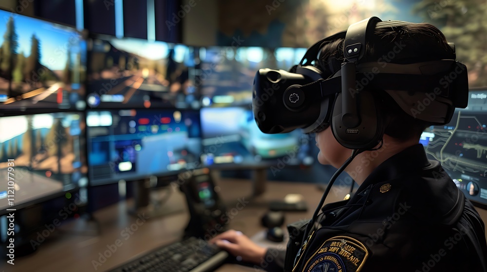 A person operating a submarine using advanced technology. A person operating a submarine using advanced technology.