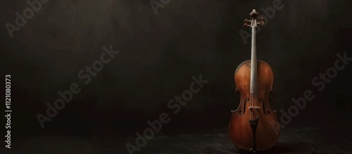 Cello musical instrument on black background. Isolated classical music concept