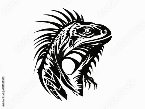 Iguana Skull silhouette vector illustration