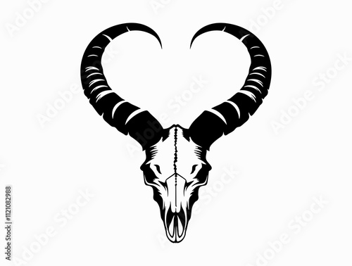 Ibex Skull silhouette vector illustration