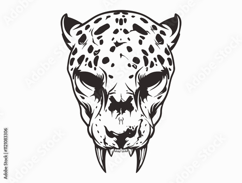 Leopard Skull Playing silhouette vector illustration