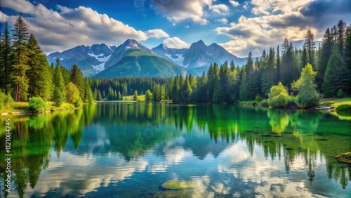 Serene lake surrounded by lush forests with a backdrop of majestic mountains , Rattlesnake Lake, Washington