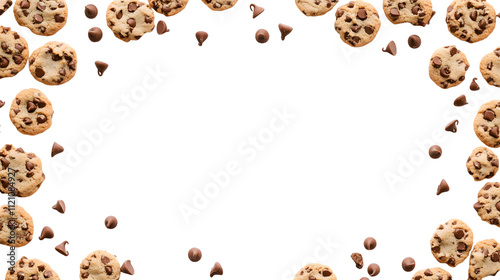 Chocolate Chip Cookies Border Frame Transparent Background Cutout Isolated