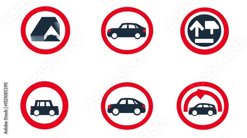 A collection of advanced warning signs for tunnels, with icons depicting cars entering tunnels. White background. No shadow Free Download A collection of advanced warning signs for tunnels, with icons depicting cars entering tunnels. White background. No shadow - GFXLoad