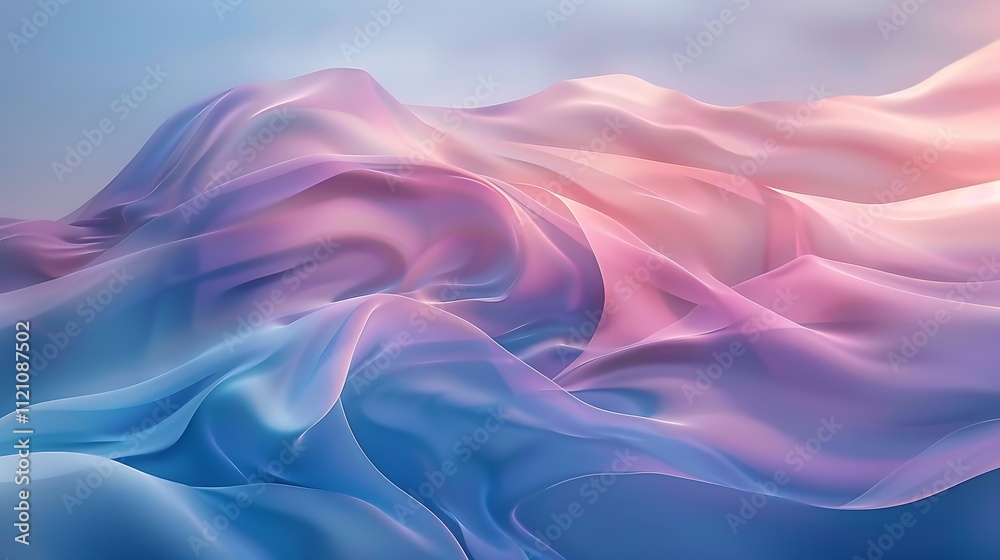 Obraz premium Soft, colorful waves blending together in a continuous flow, creating a peaceful yet dynamic background.