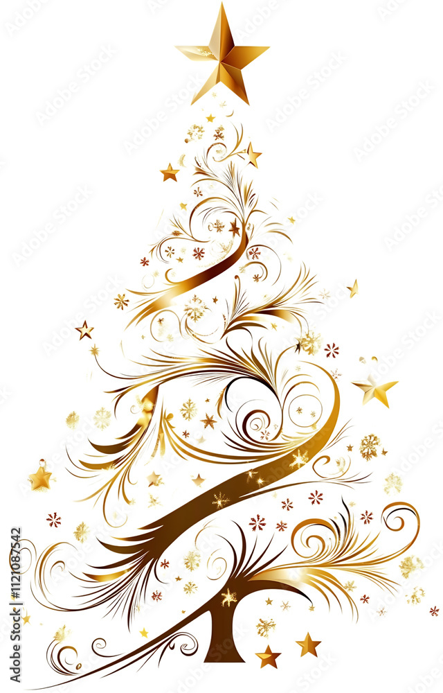 Ornate gold Christmas tree design Ornate gold Christmas tree design