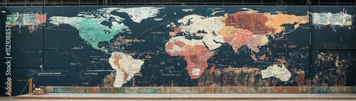 Global map mural art urban wall visual artwork contemporary environment wide angle cultural representation