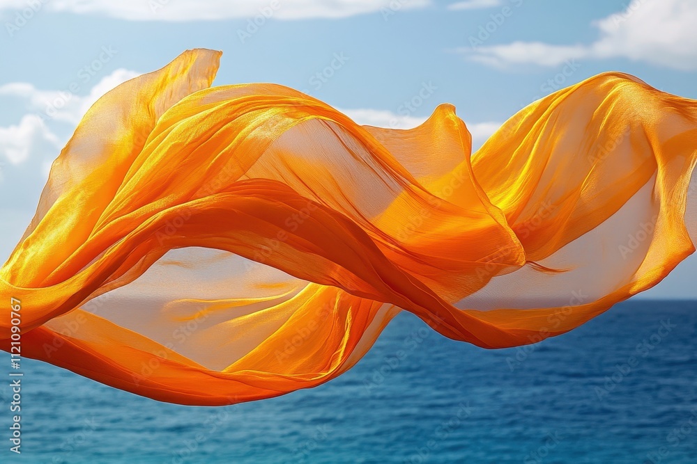 Bright orange fabric flows in the wind. Perfect for projects needing airy, summery feel. Bright orange fabric flows in the wind. Perfect for projects needing airy, summery feel.