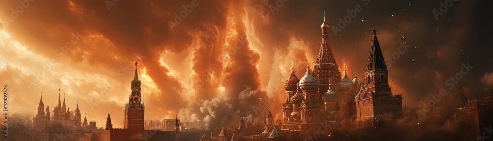 Destruction unleashedinferno over historic architecture in urban landscape dramatic environment apocalyptic viewpoint Destruction unleashedinferno over historic architecture in urban landscape dramatic environment apocalyptic viewpoint