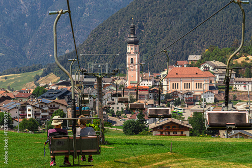 Chairlift down to Castelrotto. South Tyrol, Italy photo