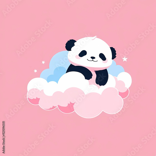 “Panda on Cotton Candy Cloud Sticker”