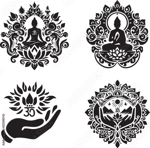 silhouette icon of mantra
