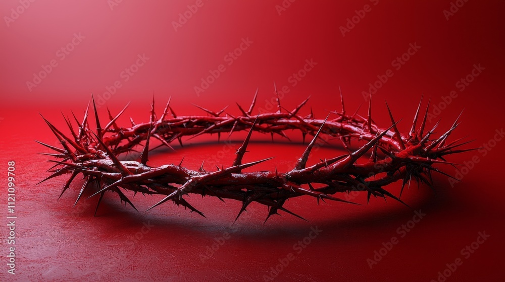 a simple circular crown of thorns on a red background a simple circular crown of thorns on a red background