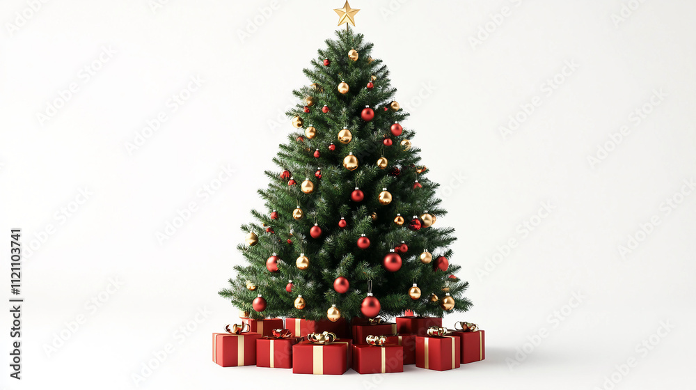 christmas tree with gifts, christmas tree with red balls, christmas tree and decorations christmas tree with gifts, christmas tree with red balls, christmas tree and decorations