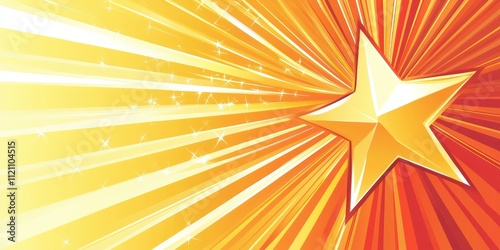 Fototapeta Naklejka Na Ścianę i Meble -  A dynamic graphic depicting a rising star with rays of light, symbolizing growth and potential.