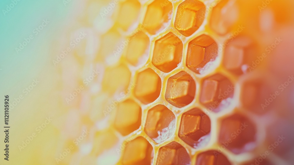 Golden Honeycomb Structure Sweet Natures Hexagonal Cells Golden Honeycomb Structure Sweet Natures Hexagonal Cells