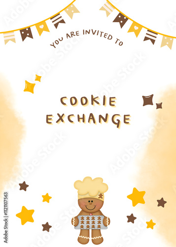 Christmas holiday cookie exchange background invitation blank template for party