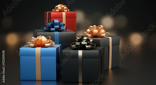 Stack of festive gift boxes...