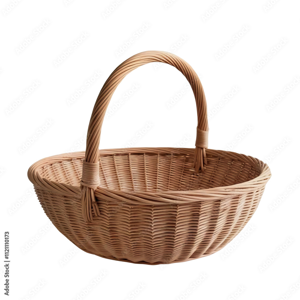 Fototapeta premium Empty Woven Wicker Basket with Transparent Background