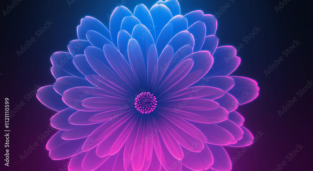 Naklejka premium Bright pink digital flower illustration