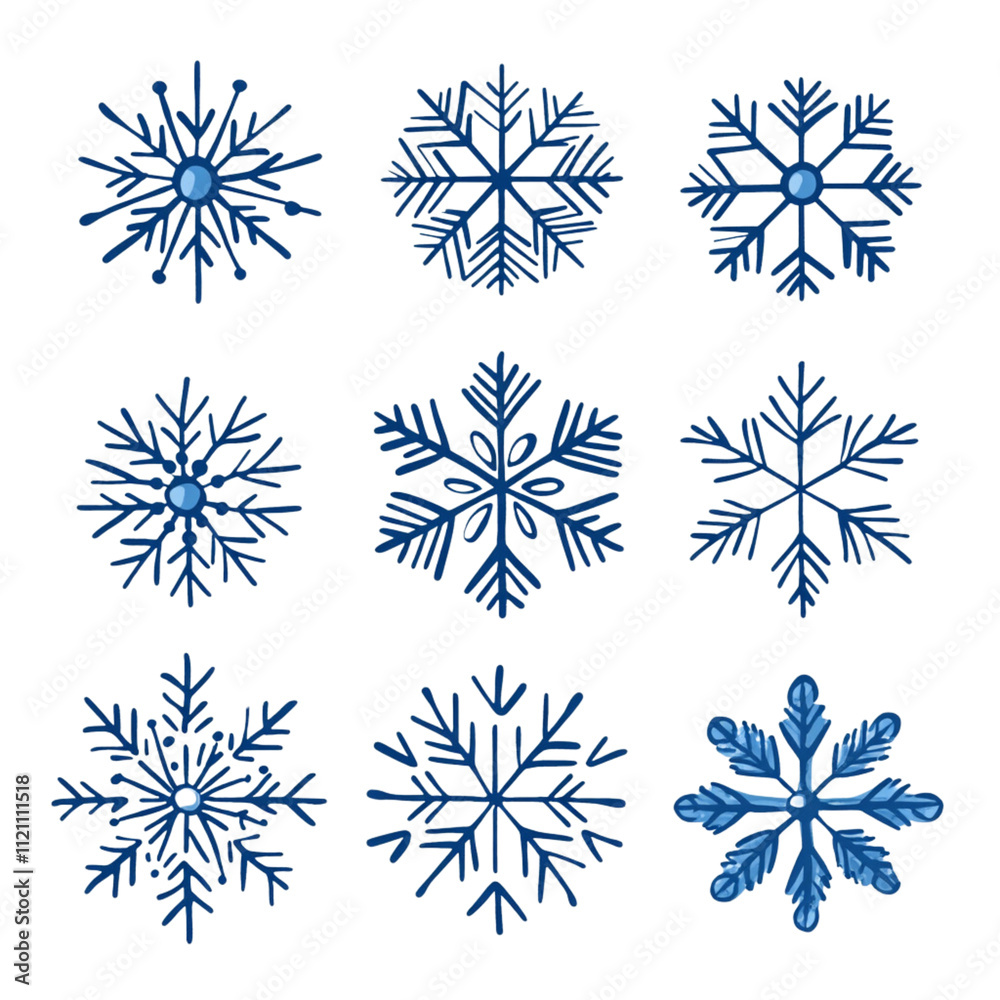 set of snowflakes set of snowflakes