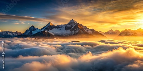 Golden Hour Mountaintop Panorama Above a Sea of Clouds